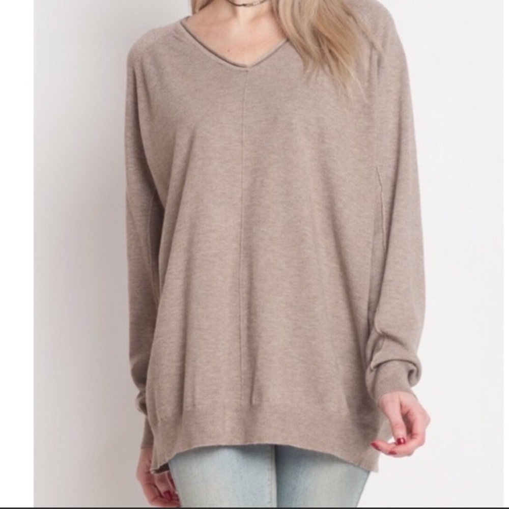 NWOT Soft Mocha Front Seam Pullover Sweater